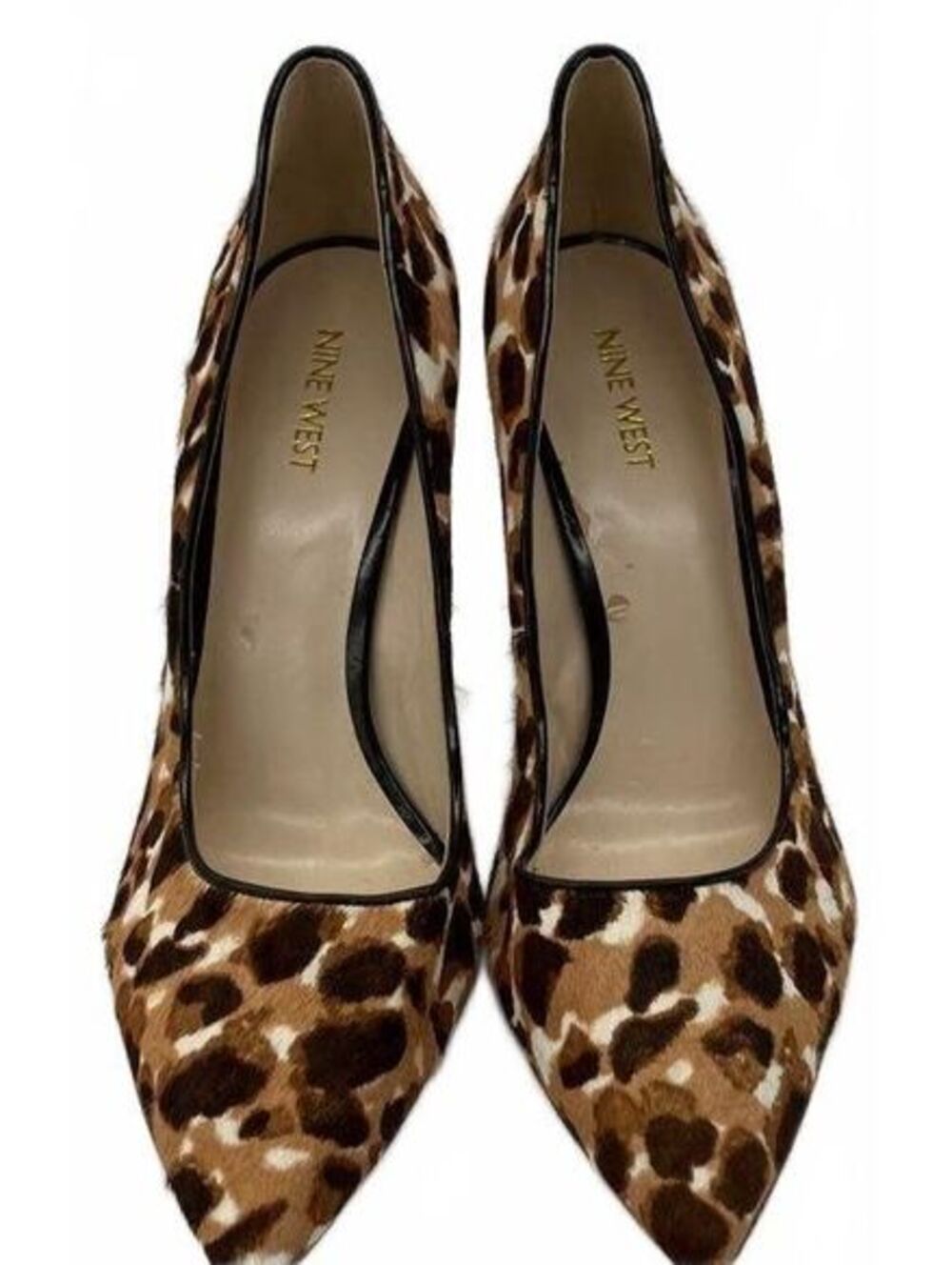 Nine West Leopard Print Calf Hair Pointed Toe Pumps Size 10M
